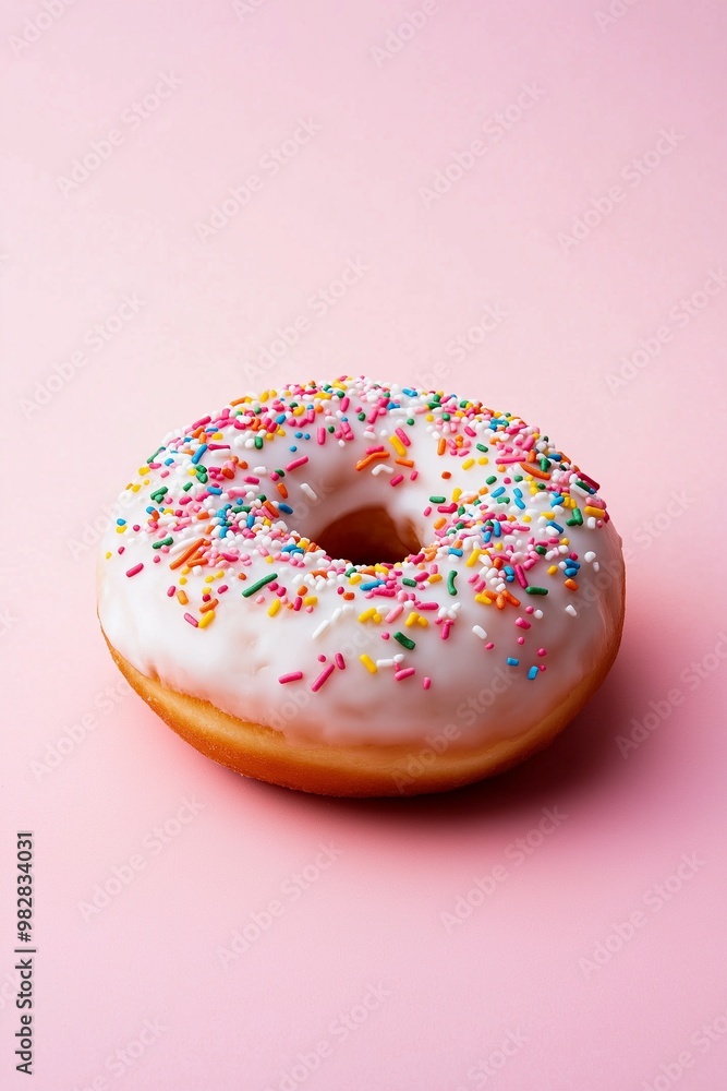 Colorful doughnuts with glaze and sprinkles isolated on background Colorful doughnuts with glaze and sprinkles isolated on background