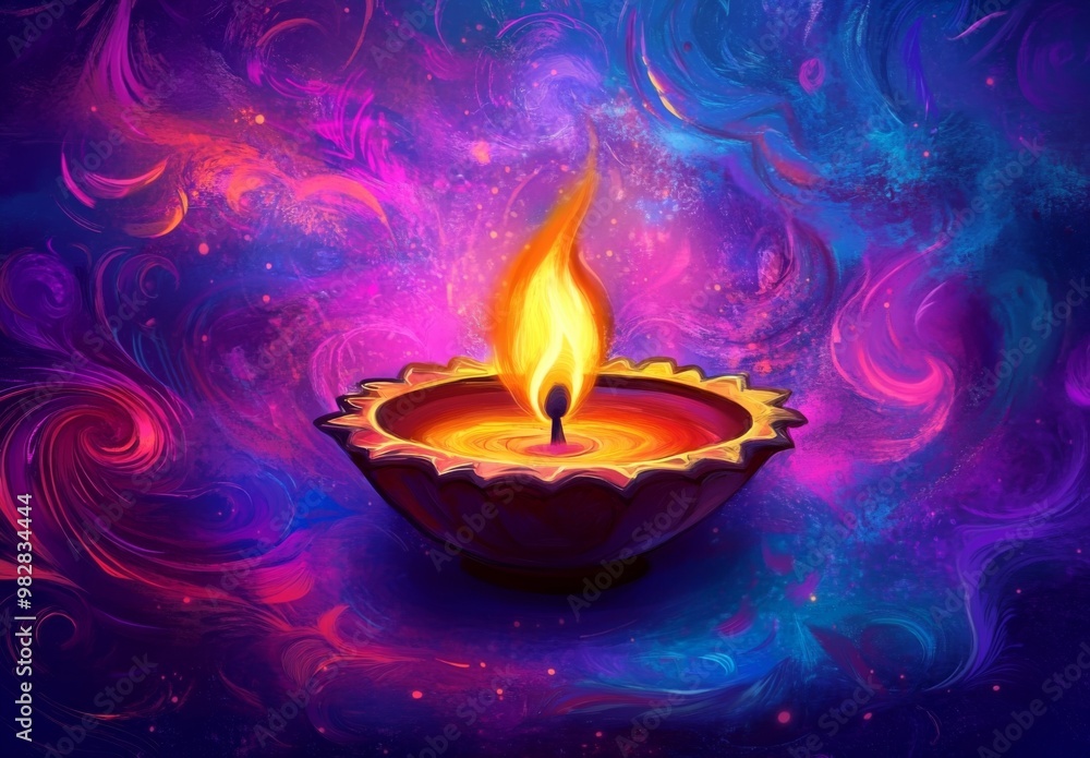 Digital illustration diya traditional Indian oil lamp dark Diwali, Deepavali. Hindu festival Digital illustration diya traditional Indian oil lamp dark Diwali, Deepavali. Hindu festival
