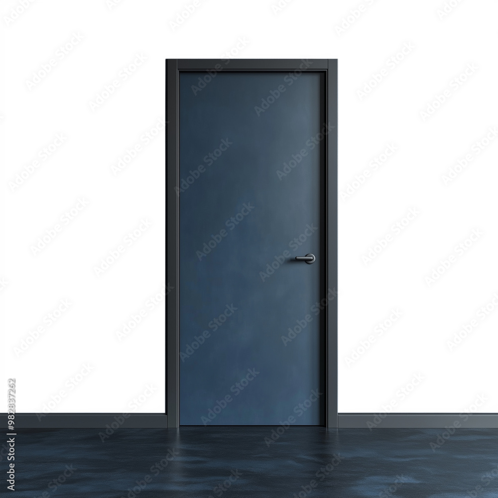 Modern blue metal door with sleek design, isolated on transparent background Modern blue metal door with sleek design, isolated on transparent background
