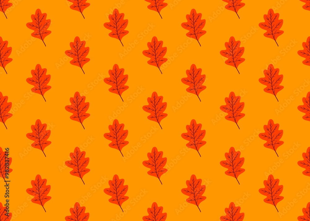 Dry autumn leaves. Pattern with yellow fallen leaves. Orange autumn leaves on an orange background. Golden season. Oak leaves. Dry autumn leaves. Pattern with yellow fallen leaves. Orange autumn leaves on an orange background. Golden season. Oak leaves.