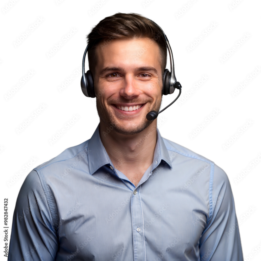 Smiling Customer Service Representative with Headset, Transparent Background Smiling Customer Service Representative with Headset, Transparent Background