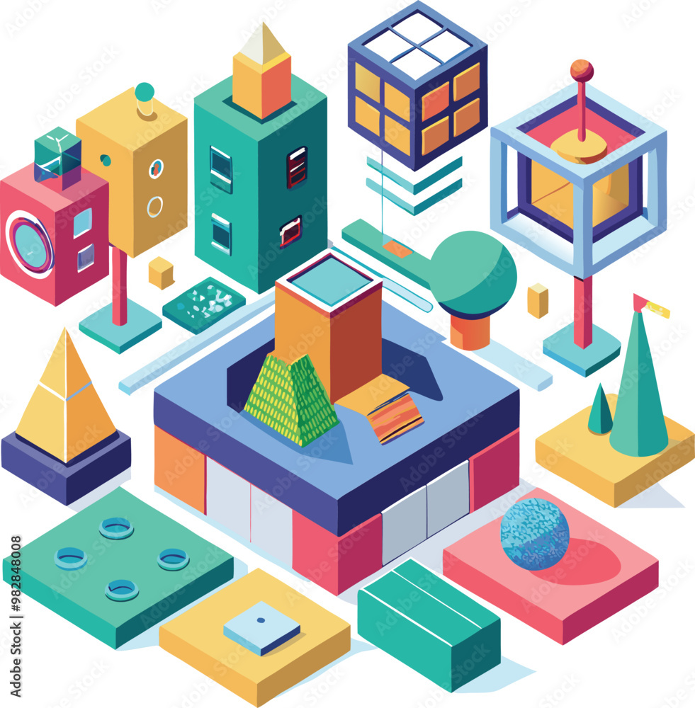 Fototapeta premium 3D and Isometric Designs vector art