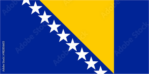 Bosnia and Herzegovina official flag vector with standard size and proportion. National flag emblem with accurate size and colors.