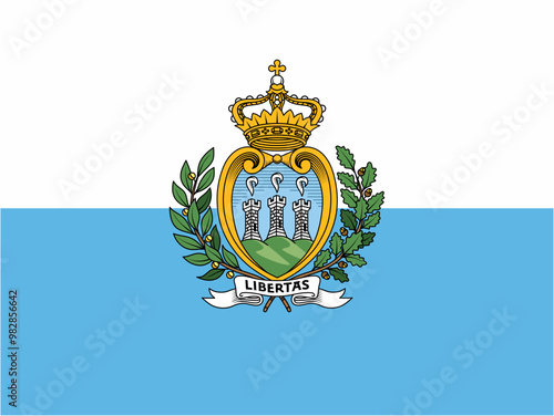 San Marino official flag vector with standard size and proportion. National flag emblem with accurate size and colors.