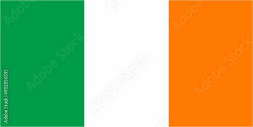 Ireland official flag vector with standard size and proportion. National flag emblem with accurate size and colors.
