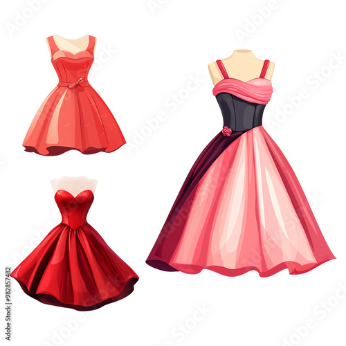 Dress cartoon vector illustration clipart white background photo