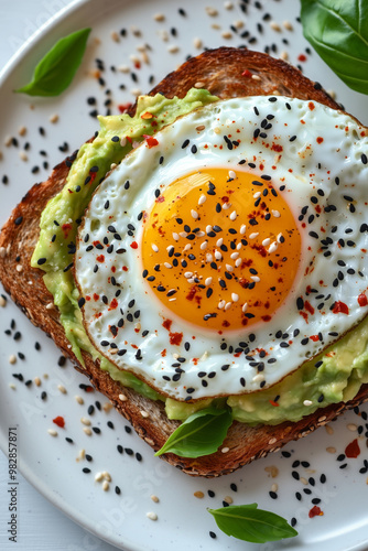 Avocado Toast with a Perfectly Cooked Egg and Spices