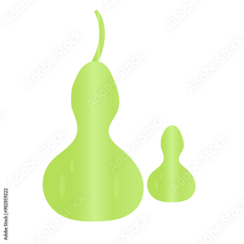Calabash, Set of light green and brown Calabash isolated on white background—vector illustration.