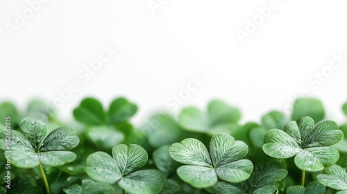 four leaves clover plant on white background, lucky