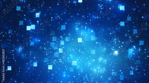 Retro Pixel Art Starry Night Sky with Futuristic Grid.


