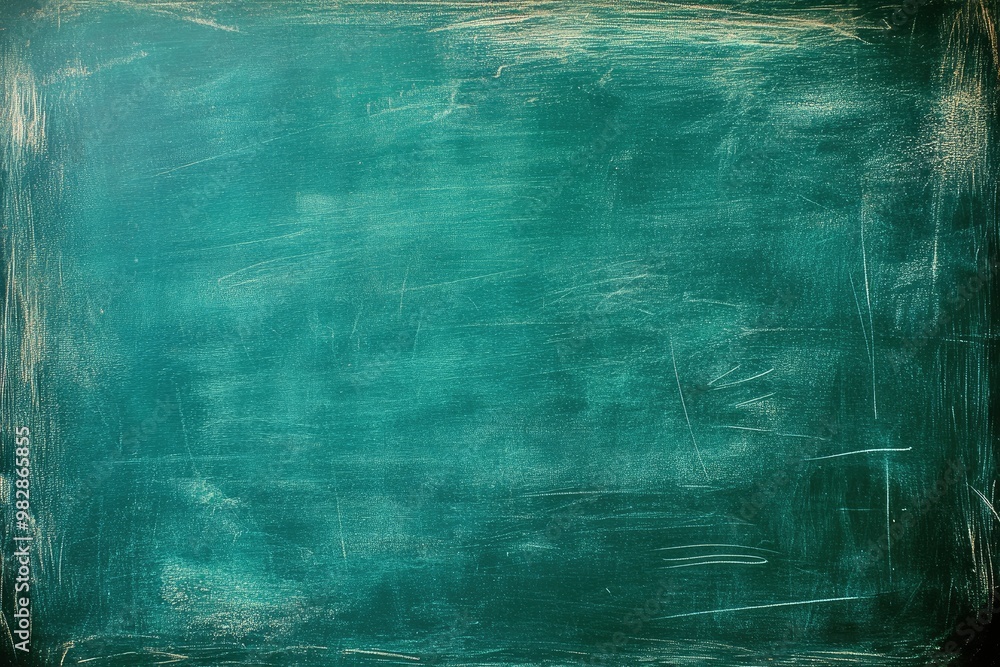 Fototapeta premium Chalk rubbed out on green chalkboard background , ai