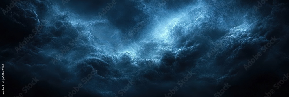 Dark Stormy Clouds with Electric Blue Glow Dark Stormy Clouds with Electric Blue Glow