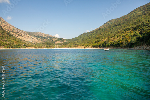 Wallpaper Mural Very beautiful coastline on the Ionian Sea in Albania. The beach with fine sand in the mountains of Albania. Vacation at the sea. Torontodigital.ca
