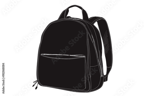 Black backpack designed for daily use with simple yet stylish features and functional pockets