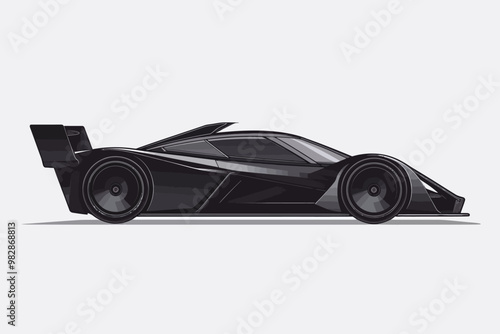 A sleek black sports car design showcasing streamlined features and aerodynamic shape