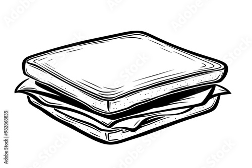 A simple sandwich illustration with layers of cheese and lettuce on a white background