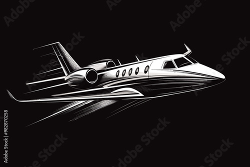 Stylized jet aircraft flying through a dark sky with sleek lines and fast motion effect