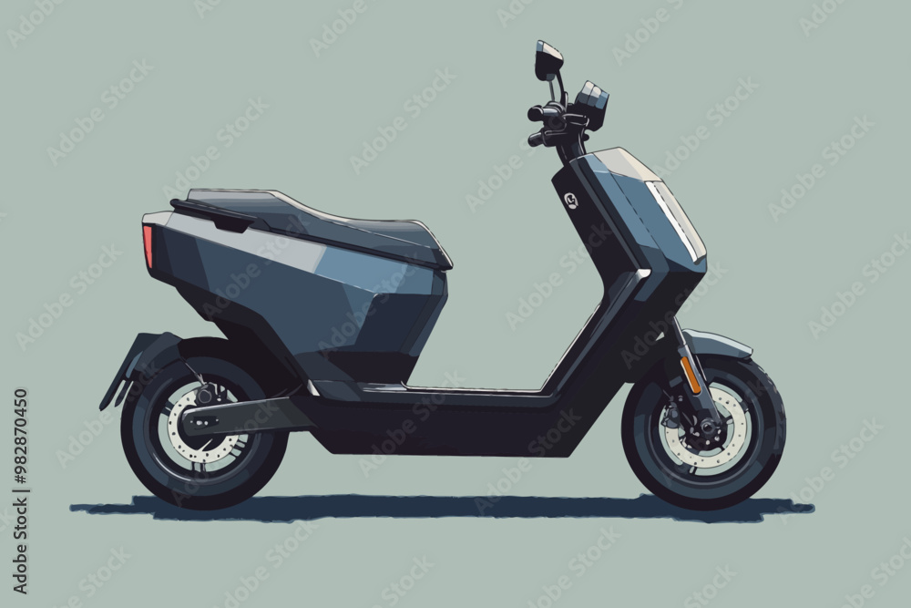 A modern electric scooter parked on a minimalist background showcasing innovative design and functionality A modern electric scooter parked on a minimalist background showcasing innovative design and functionality