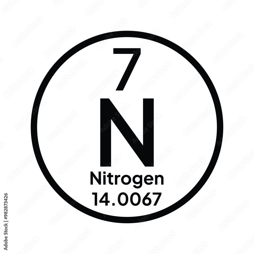 Periodic table element nitrogen icon on white background. Vector illustration. Nitrogen N chemical element icon. The chemical element of the periodic table. Sign with atomic number. Periodic table element nitrogen icon on white background. Vector illustration. Nitrogen N chemical element icon. The chemical element of the periodic table. Sign with atomic number.