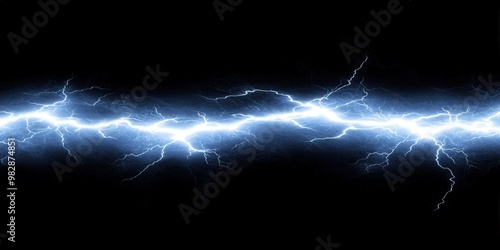 Powerful Electric Lightning Strike on Dark Background