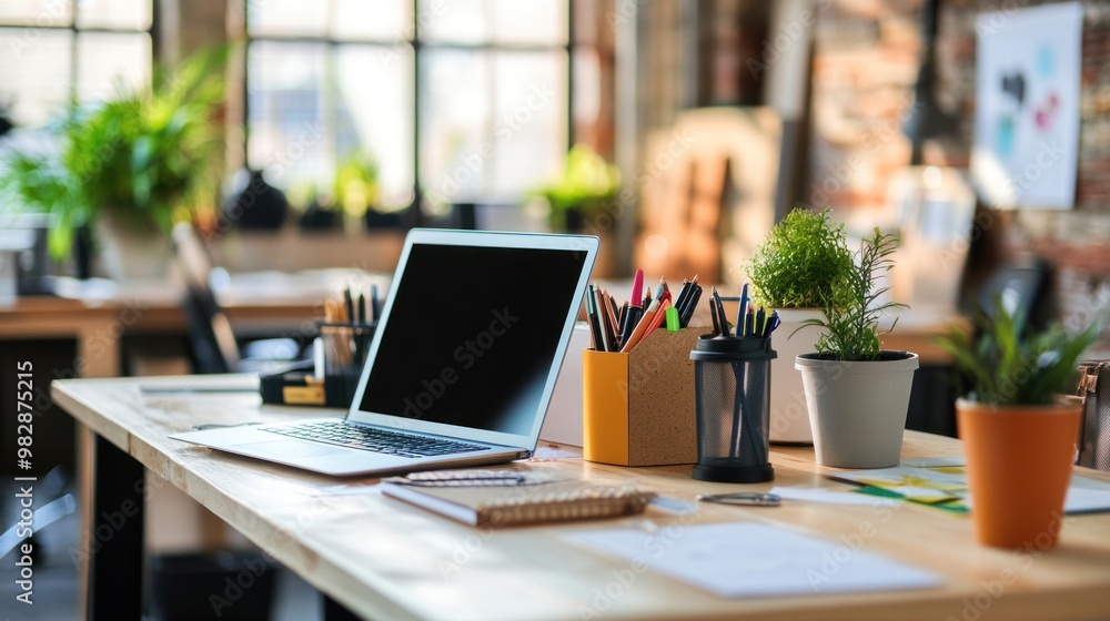 A zero-waste office space where employees use digital tools to eliminate paper waste, with refillable pens, reusable coffee cups, and sustainable office supplies throughout. A zero-waste office space where employees use digital tools to eliminate paper waste, with refillable pens, reusable coffee cups, and sustainable office supplies throughout.