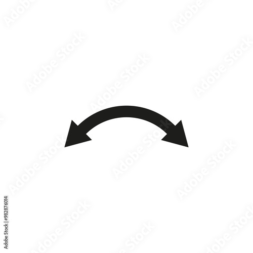 Dual semi circle arrow. Vector illustration. Semicircular curved double ended arrow.