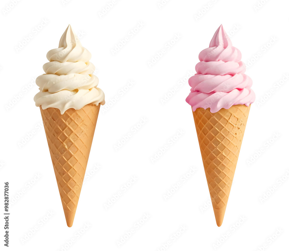 Two cone ice-creams isolated on a transparent background Two cone ice-creams isolated on a transparent background