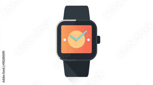 A smartwatch with a minimalist design and a vibrant orange and blue color scheme.