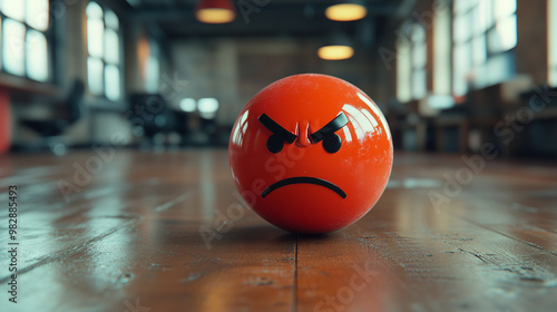 Red Angry Smiley ball