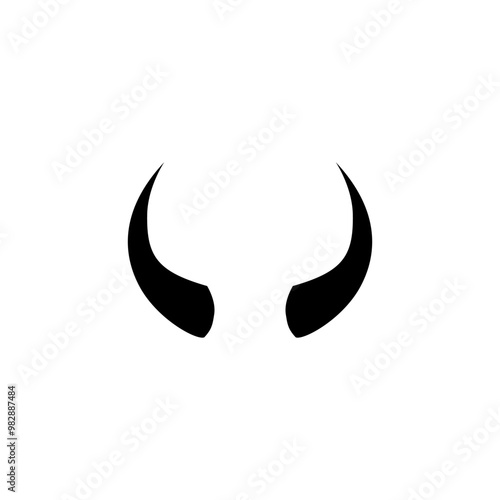 Sharp horns of an animal. Vector illustration and silhouette on white background.