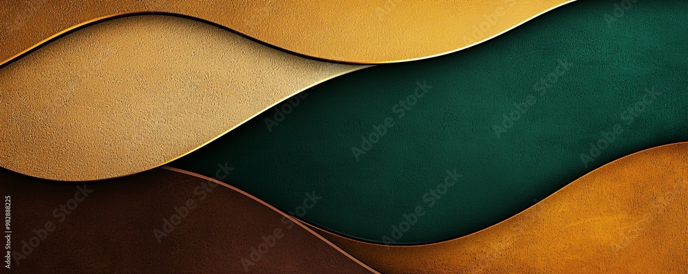 Abstract three panel artwork featuring a blend of metallic textures and deep jewel tones with layers of gold bronze and emerald creating a luxurious modern look Abstract three panel artwork featuring a blend of metallic textures and deep jewel tones with layers of gold bronze and emerald creating a luxurious modern look