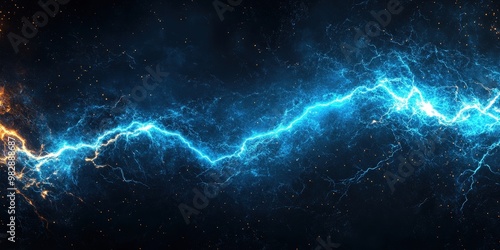 Electric Blue Lightning in Dark Space Background