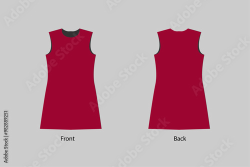 Dark Red Design Women's Long Vest Template photo