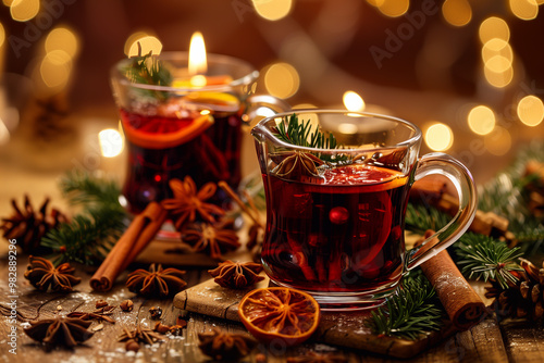 Hot alcoholic winter and autumn drink mulled wine or sangria. Hot gluhwein. hot alcoholic cocktail.