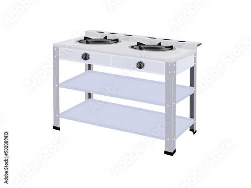 Gas stove on white background.