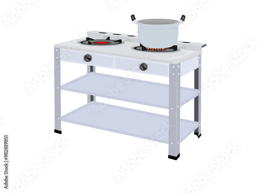 Gas stove on white background.