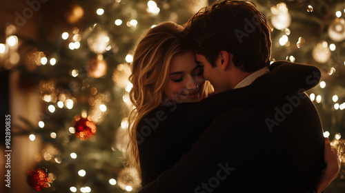 couple in love at christmas