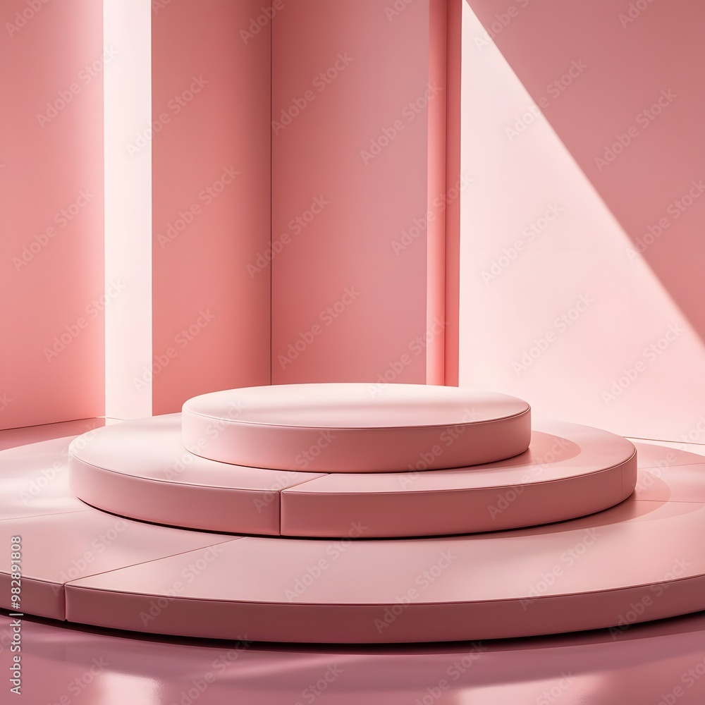 Pink podium and pink background for product presentation. AI Generated Pink podium and pink background for product presentation. AI Generated