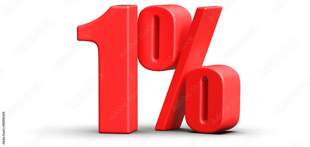 1 Percent Off Sale . Red Number Discount 3D Render 1 Percent Off Sale . Red Number Discount 3D Render