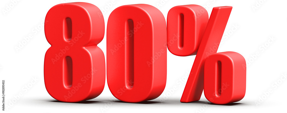 80 Percent Off Sale . Red Number Discount 3D Render 80 Percent Off Sale . Red Number Discount 3D Render