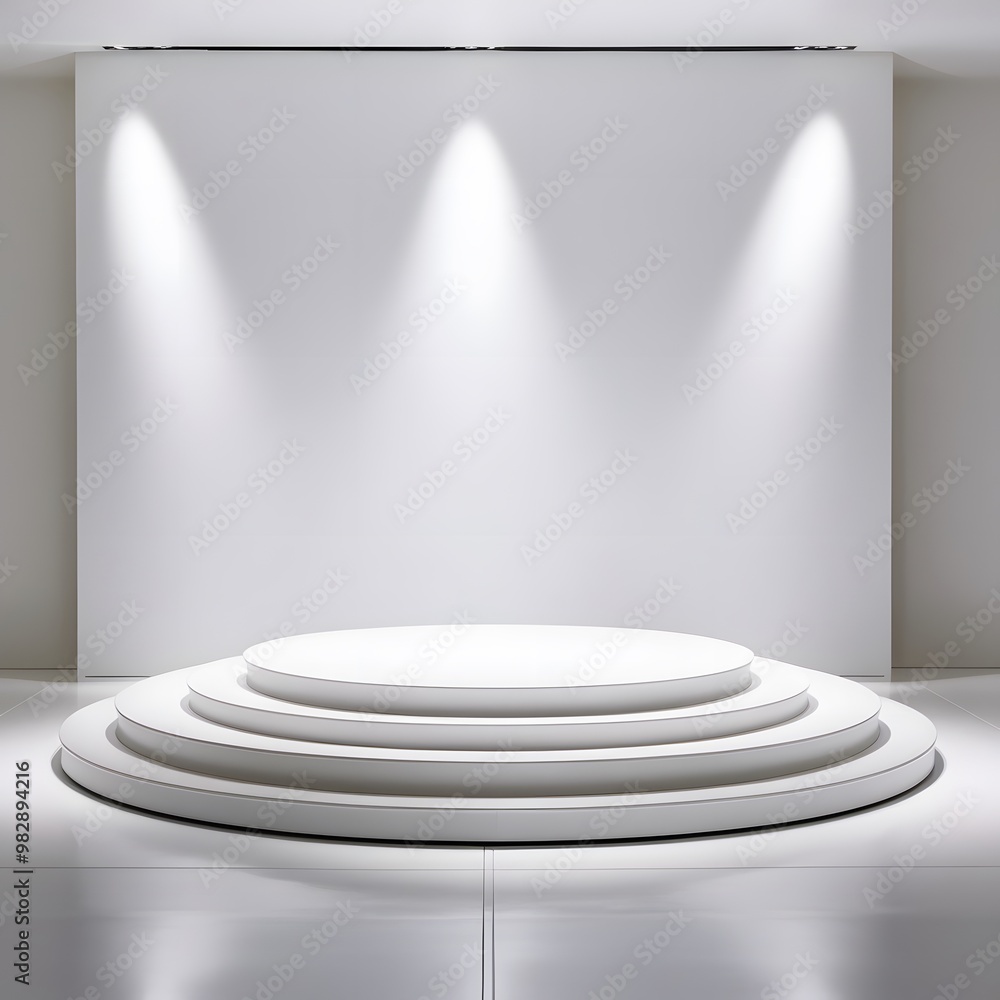 Obraz premium White podium and white background for product presentation. AI Generated