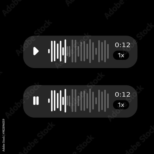 Voice message playing in IG messaging app.Audio message in social media chat