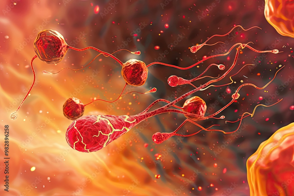 Detailed diagram of male spermatogenesis, highlighting the stages of ...