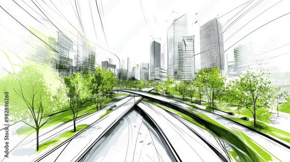 Eco-conscious designs promote greener city living. Eco-conscious designs promote greener city living.