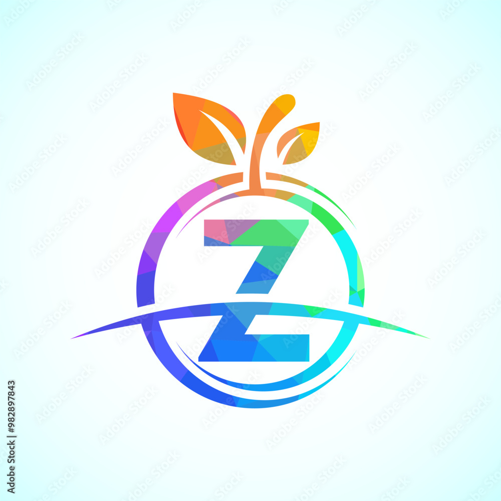 Initial alphabet Z with the abstract apple logo. Healthy food logo design template Initial alphabet Z with the abstract apple logo. Healthy food logo design template