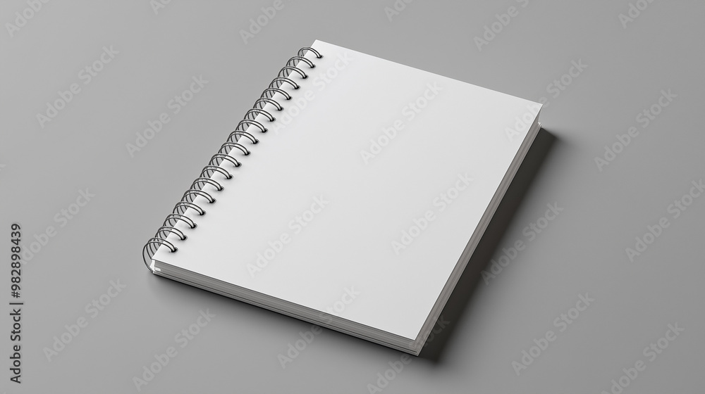 Spiral Notebook with Blank White Cover on Grey Background
Spiral Notebook with Blank White Cover on Grey Background