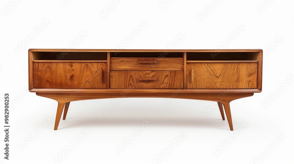wooden sideboard with a polished walnut finish wooden sideboard with a polished walnut finish