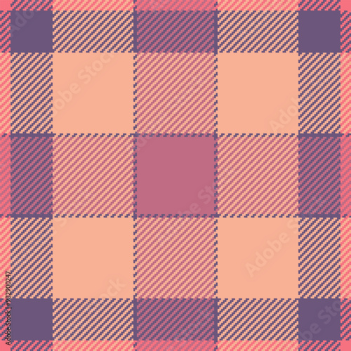 Sample textile tartan fabric, deluxe texture vector pattern. Contour plaid check background seamless in orange and red colors.