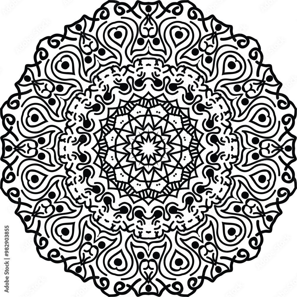 Simple mandala design silhouette vector style with white background Simple mandala design silhouette vector style with white background