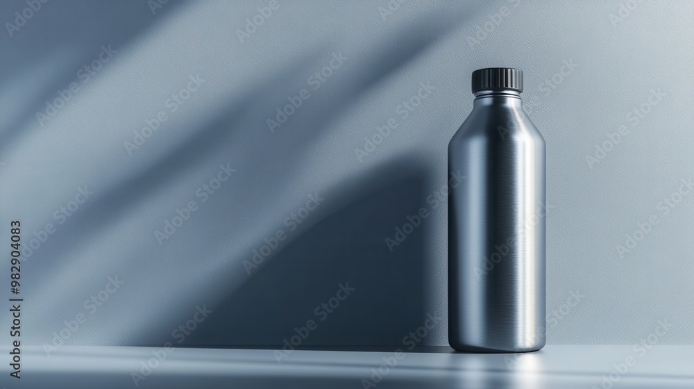sleek, modern water bottle placed on a simple background, highlighting its design sleek, modern water bottle placed on a simple background, highlighting its design